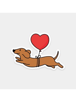 Kalpli Uçan Balon Köpek Sticker
