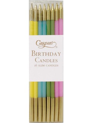 Caspari Birthday Slims Karışık Pastel Renklerde Doğum Günü Mumları