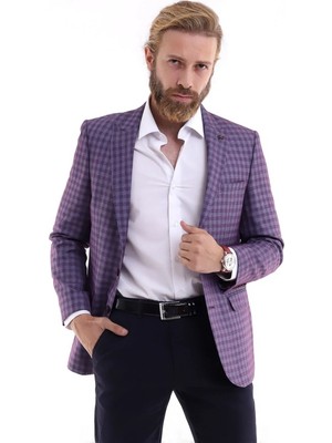 Presto Erkek Kareli Ceket Klasik-6 Drop- Bordo 1593-800