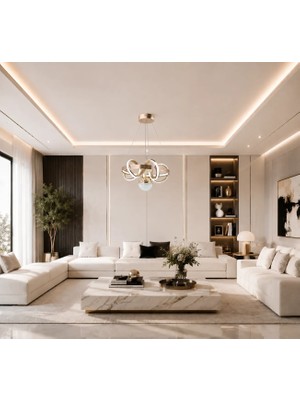 Gusto Lighting Amara Modern Teklı LED Gold Sarkıt Avize,3 Renk Yanabilen Modern Avize,salon LED Avize
