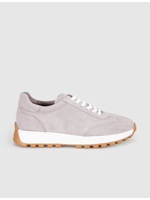 Cabani Açık Gri Süet Hakiki Deri Kadın Sneaker Ayakkabı