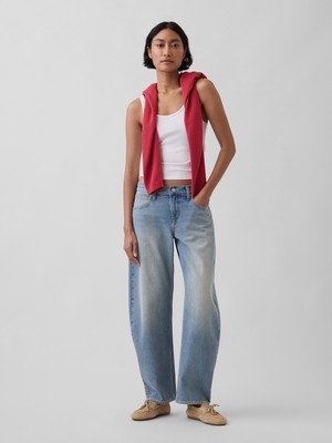 Gap Kadın Açık Mavi Low Rise Barrel Jean Pantolon