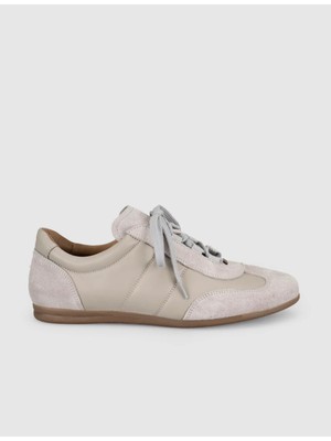 Cabani Krem Hakiki Deri Kadın Sneaker Ayakkabı