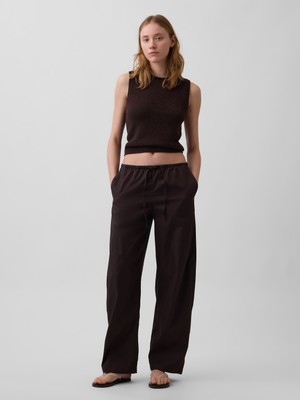 Gap Kadın Kahverengi Poplin Easy Barrel Pantolon