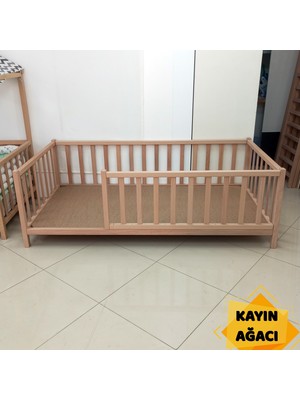 Bamy Doğal Kayın Ağacı Montessori Karyola 80x160 cm