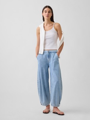 Gap Kadın Açık Mavi Mid Rise Ultrasoft Horseshoe Jean Pantolon