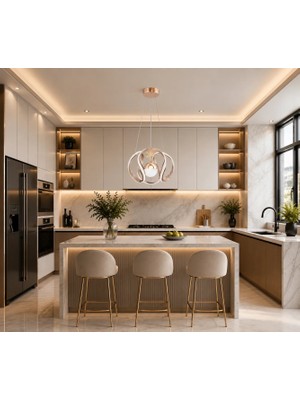 Gusto Lighting Umay Modern Teklı LED Gold Sarkıt Avize,3 Renk Yanabilen Modern Avize,salon LED Avize