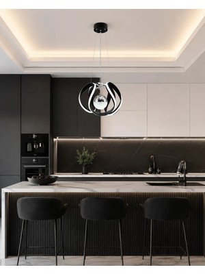 Gusto Lighting Umay Modern Teklı LED Siyah Sarkıt Avize,3 Renk Yanabilen Modern Avize,salon LED Avize