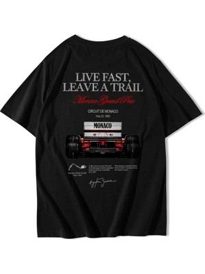 Brz Collection Unisex Oversize Grand Prix Race Car Monaco T-Shirt Siyah