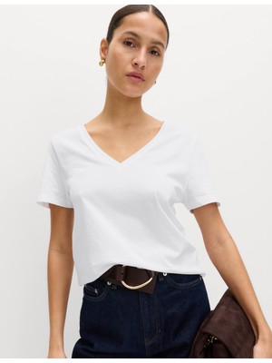 Marks & Spencer Pamuklu V Yaka T-Shirt