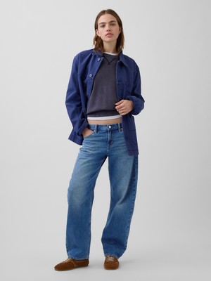 Gap Kadın Mavi Low Rise Barrel Jean Pantolon