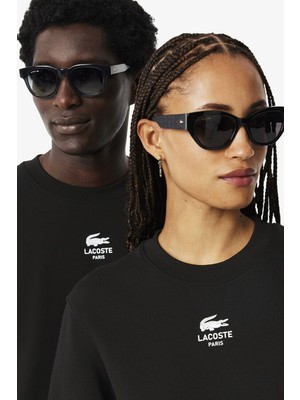 Lacoste Unisex Sweatshirt Bisiklet Yaka Pamuklu Sweatshirt Siyah