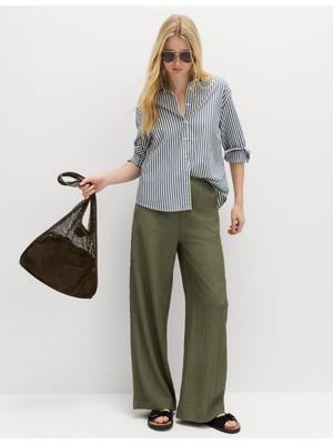 Marks & Spencer Dokulu Geniş Paça Pantolon