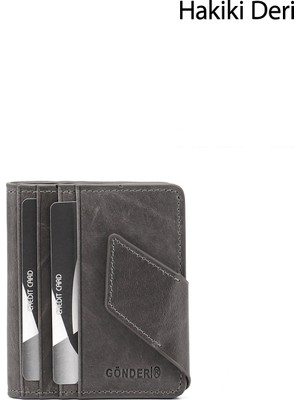Gönderi(r) Kadın Crazy Gri  Hakiki Deri Unisex Kartlık