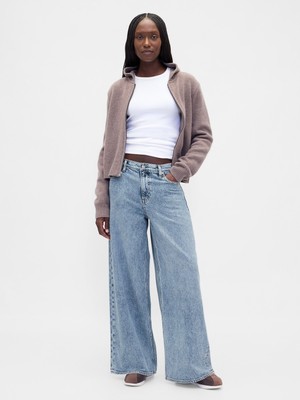Gap Kadın Mavi Mid Rise Ultrasoft Baggy Jean Pantolon