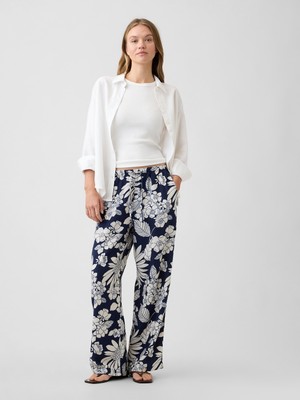 Gap Kadın Lacivert Mid Rise Pull-On Wide-Leg Pantolon