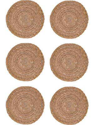 Naturelove Hasır Jüt Supla 6'lı Set Amerikan Servis 34 cm Çap Supla 6'lı