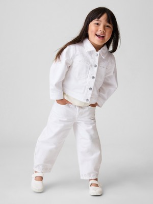 Gap Kız Bebek Beyaz Dantel Kenarlı Horseshoe Jean Pantolon