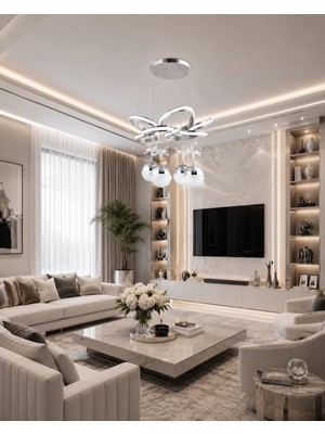 Gusto Lighting Farah Modern Teklı LED Krom Sarkıt Avize,3 Renk Yanabilen Modern Avize,salon LED Avize