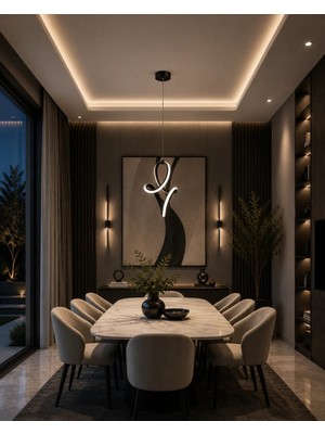 Gusto Lighting Rana LED Siyah Sarkıt Avize,3 Renk Yanabilen Modern Avize,salon LED Avize