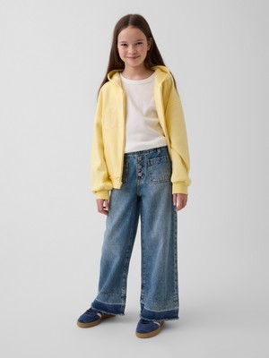 Gap Kız Çocuk Mavi High Rise Stride Wide-Leg Ankle Jean Pantolon