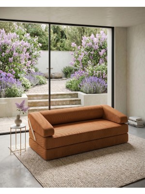180X90 cm Yatak Olabilen Modüler Sünger Koltuk | Hareketli Sırt Dayamalı | Çıkarılabilir & Yıkanabilir Kılıf | Fitilli Kadife