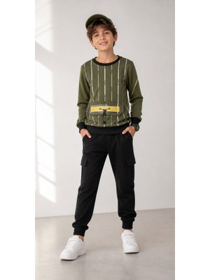 Stsahra  Erkek Çocuk Haki Sweatshirt