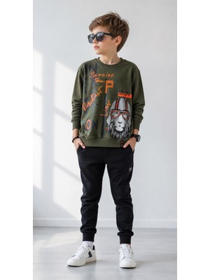 Stsahra  Erkek Çocuk Haki Sweatshirt
