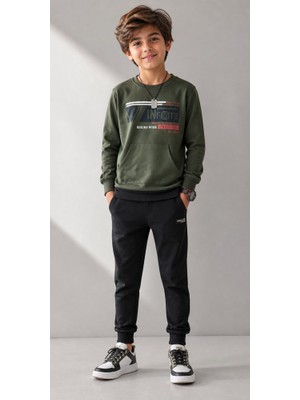 Stsahra  Erkek Çocuk Haki Sweatshirt