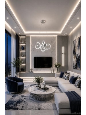 Gusto Lighting Vienna LED Sarkıt Krom Avize,3 Renk Yanabilen Modern Avize,salon LED Avize