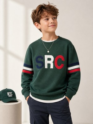 Stsahra  Erkek Çocuk Haki Sweatshirt