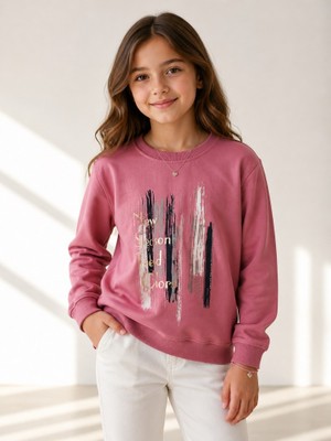 Stsahra  Kız Çocuk Gül Kurusu Sweatshirt