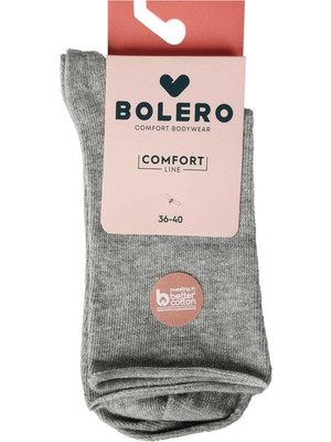 Bolero Kadın Roll Top Lastiksiz Pamuk Çorap Gri