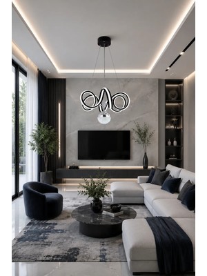 Gusto Lighting Vienna LED Sarkıt Siyah Avize,3 Renk Yanabilen Modern Avize,salon LED Avize