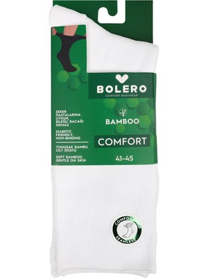 Bolero Unisex Bambu Diyabetik Şeker Çorabı Beyaz