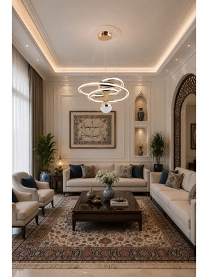 Gusto Lighting Alora LED Sarkıt Avize Gold ,3 Renk Yanabilen Modern Avize,salon LED Avize