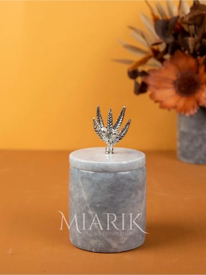 Miarik Design Dekoratif Gri Mermer Pamukluk Gümüş Zeytın Dalı Detaylı