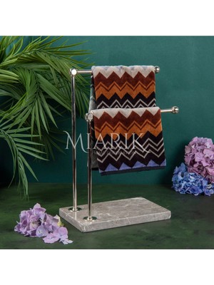 Miarik Design Dekoratif Mermer Ayaklı Iki Kollu Metal Banyo El Havluluk Standı