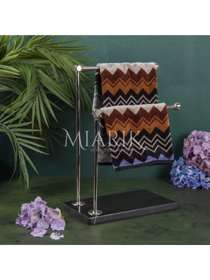 Miarik Design Dekoratif Mermer Ayaklı Iki Kollu Metal Banyo El Havluluk Standı