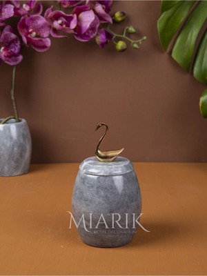Miarik Design Dekoratif Grı Renk Mermer Pamukluk Aksesuar Detaylı