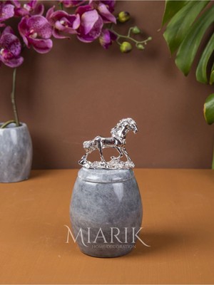 Miarik Design Dekoratif Grı Renk Mermer Pamukluk Aksesuar Detaylı
