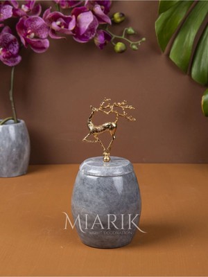 Miarik Design Dekoratif Grı Renk Mermer Pamukluk Aksesuar Detaylı