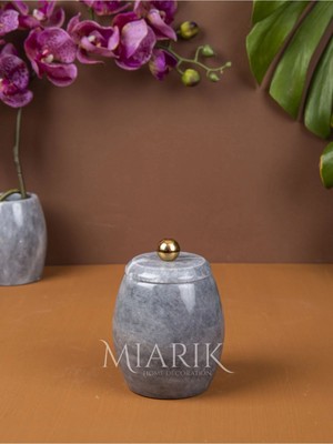 Miarik Design Dekoratif Grı Renk Mermer Pamukluk Aksesuar Detaylı