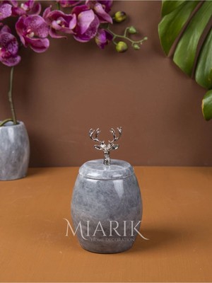 Miarik Design Dekoratif Grı Renk Mermer Pamukluk Aksesuar Detaylı