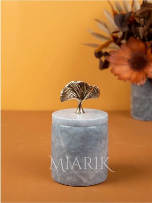 Miarik Design Dekoratif Gri Mermer Pamukluk Gümüş Gınko Detaylı