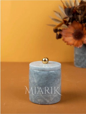 Miarik Design Dekoratif Gri Mermer Pamukluk Gold Top Detaylı