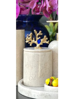 Miarik Design Dekoratif Bej Mermer Pamukluk Gold Mercan Detaylı