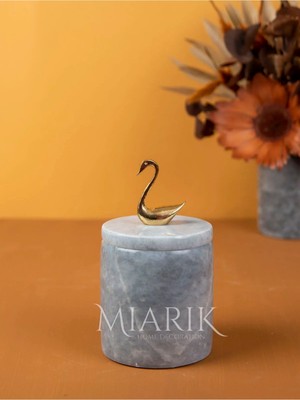 Miarik Design Dekoratif Grı Mermer Pamukluk Gold Kuğu Detaylı