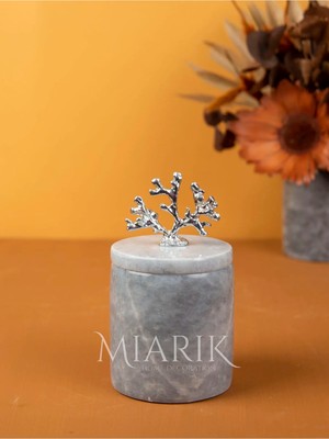 Miarik Design Dekoratif Gri Mermer Pamukluk Gümüş Mercan Detaylı