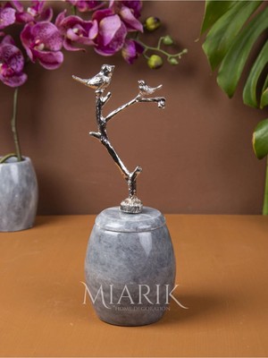 Miarik Design Dekoratif Grı Renk Mermer Pamukluk Aksesuar Detaylı